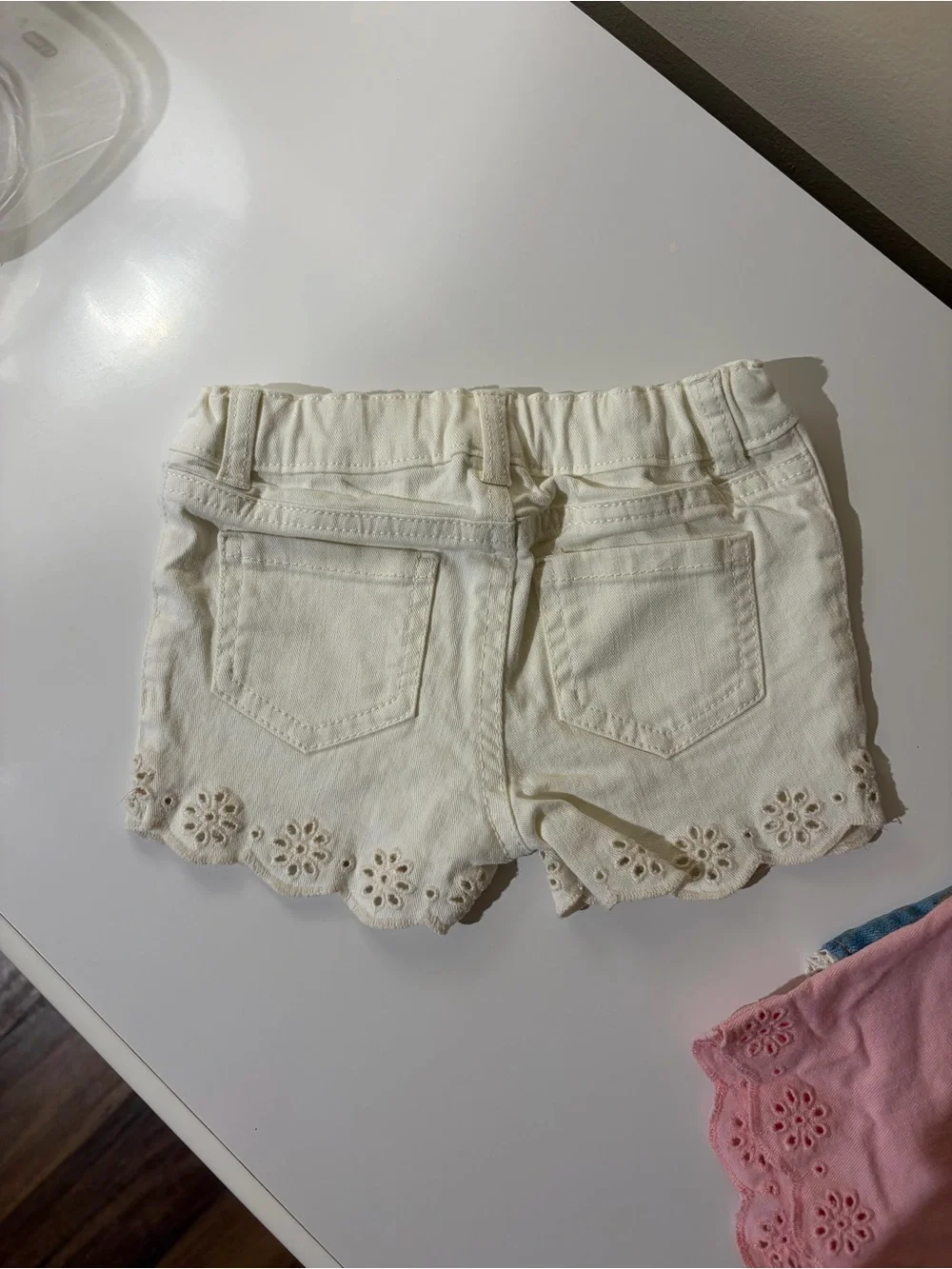 OshKosh Toddler Girls White, Pink, Jean Shorts 24 months